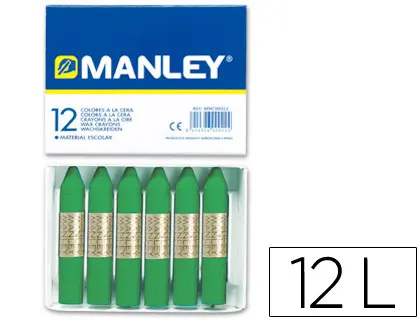 Imagen Lapices cera manley unicolor verde primavera n 25 caja de 12