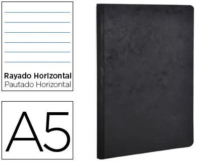 Imagen Libreta age-bag tapa cartulina lomo cosido rayado horizontal 96 hojas color negro 148x210 mm