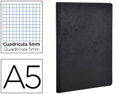 Imagen Libreta age-bag tapa cartulina lomo cosido cuadro 5 mm 96 hojas color negro 148x210 mm