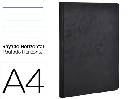 Imagen Libreta age-bag tapa cartulina lomo cosido rayado horizontal 96 hojas color negro 210x297 mm
