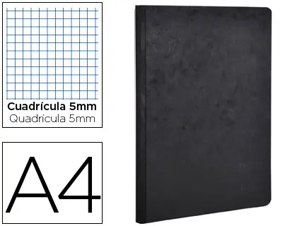 Imagen Libreta age-bag tapa cartulina lomo cosido cuadro 5 mm 96 hojas color negro 210x297 mm