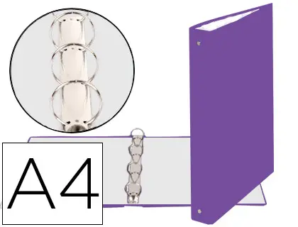 Imagen Carpeta de 4 anillas 30mm redondas exacompta din a4 carton forrado morado