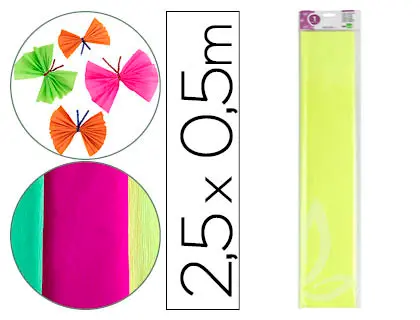 Imagen Papel crespon liderpapel 50 cm x 2,5 m 34g/m2 amarillo fluorescente