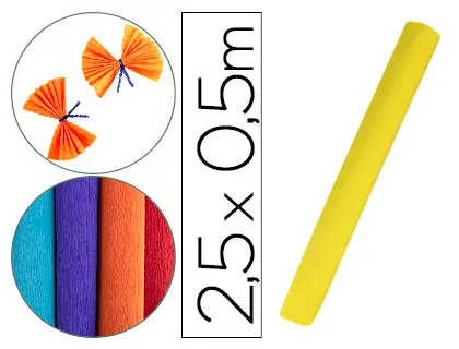 Imagen Papel crespon liderpapel rollo de 50 cm x 2,5 m 85g/m2 amarillo