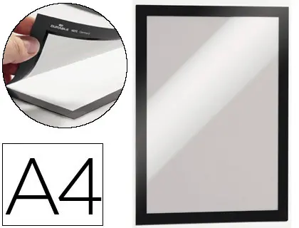 Imagen Marco porta anuncios durable magnetico din a4 dorso adhesivo removible color negro pack de 2 unidades