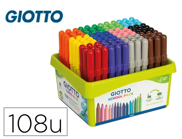 Imagen Rotulador giotto turbo maxi school pack de 108 unidades 12 colores x 9 unidades