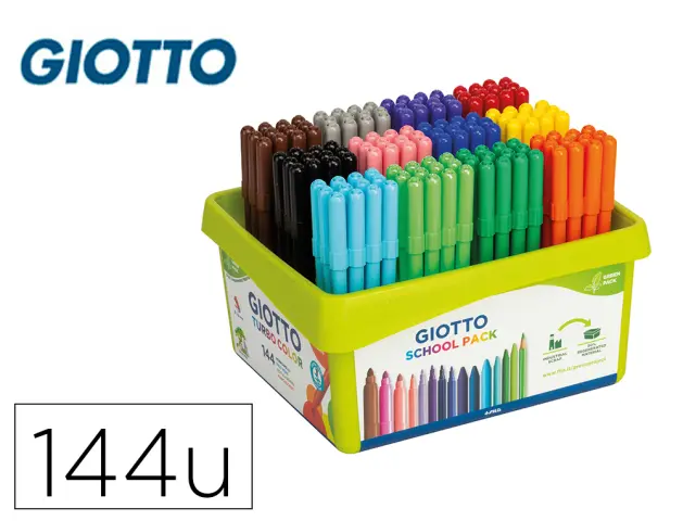 Imagen Rotulador giotto turbo color school pack de 144 unidades 12 colores x 12 unidades