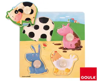 Imagen Puzzle goula madera 4 piezas animales granja color