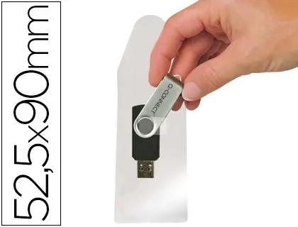 Imagen Funda autoadhesiva q-connect para memorias usb capacidad para 10 unidades 52,5x 90 mm