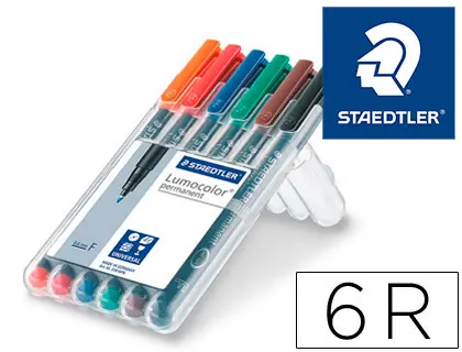 Imagen Rotulador staedtler lumocolor retroproyeccion punta de fibra permanente 318 wp estuche 6 colores punta fina