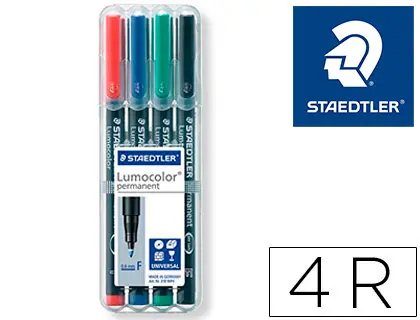 Imagen Rotulador staedtler lumocolor retroproyeccion punta de fibra permanente 318 wp estuche 4 colores punta fina