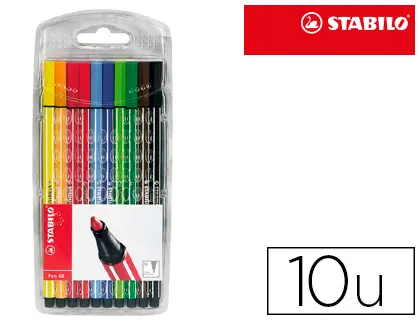 Imagen Rotulador stabilo acuarelable pen 68 estuche de 10 colores surtidos