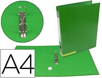 Imagen Carpeta de 2 anillas 25 mm mixtas liderpapel a4 forrado color system con ollado y tarjetero verde