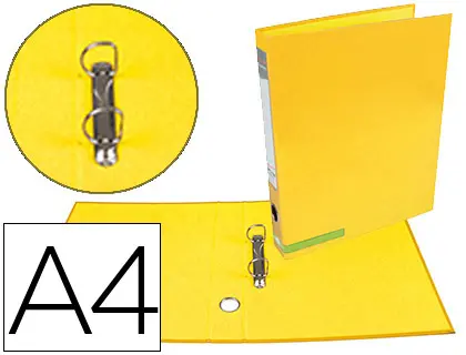 Imagen Carpeta de 2 anillas 25 mm mixtas liderpapel a4 forrado color system con ollado y tarjetero amarillo