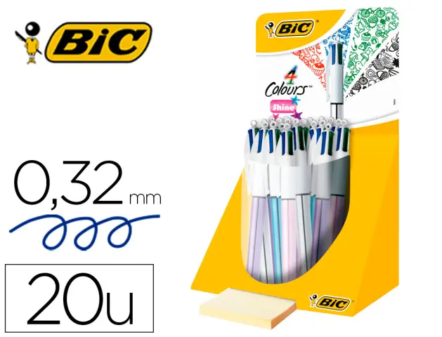 Imagen Boligrafo bic cuatro colores shine colores metalizados punta de 1 mm