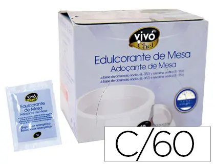 Imagen Edulcorante vivochef de facil disolucion caja de 60 sobres