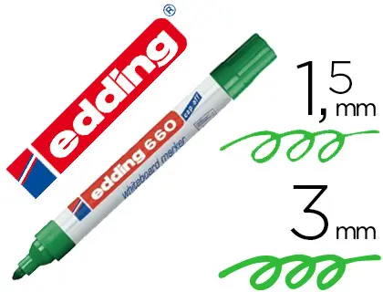 Imagen Rotulador edding para pizarra blanca 660 color verde punta redonda 1,5-3 mm