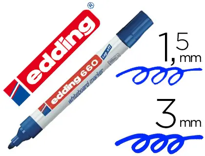 Imagen Rotulador edding para pizarra blanca 660 color azul punta redonda 1,5-3 mm recargable