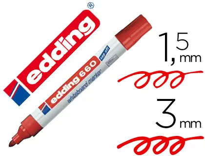 Imagen Rotulador edding para pizarra blanca 660 color rojo punta redonda 1,5-3 mm