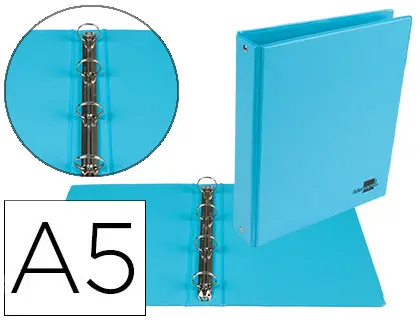 Imagen Carpeta de 4 anillas 25 mm redondas liderpapel a5 carton forrado pvc azul