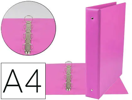 Imagen Carpeta de 4 anillas 40 mm mixtas liderpapel a4 carton forrado pvc fucsia