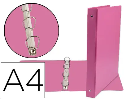 Imagen Carpeta de 4 anillas 25 mm mixtas liderpapel a4 carton forrado pvc fucsia