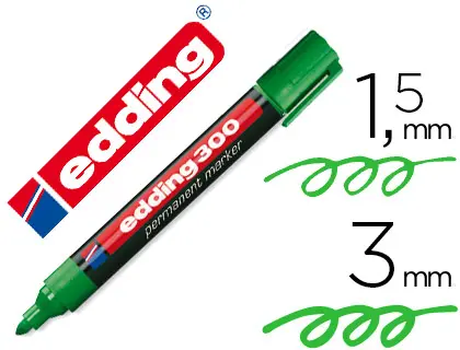 Imagen Rotulador edding marcador permanente 300 verde punta redonda 1,5-3 mm
