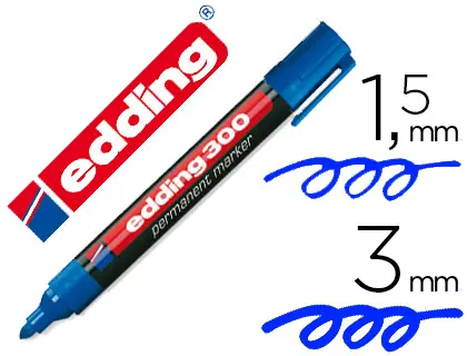 Imagen Rotulador edding marcador permanente 300 azul punta redonda 1,5-3 mm recargable