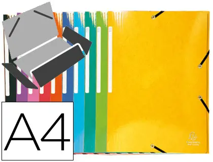Imagen Carpeta exacompta gomas carton simil-prespan tres solapas din a4+ colores surtidos
