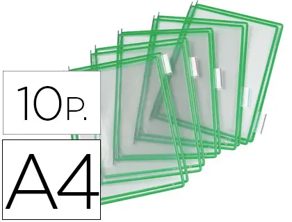 Imagen Funda para portacatalogo tarifold din a4 color verde pack de 10 unidades