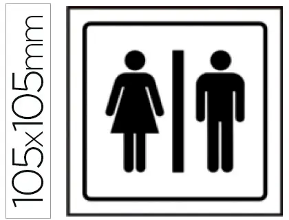 Imagen Pictograma syssa se�al de aseos caballeros-se�oras en pvc 105x105 mm