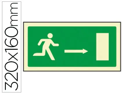 Imagen Pictograma syssa se�al de salida emergencia flecha derecha en pvc fotoluminiscente 320x160 mm