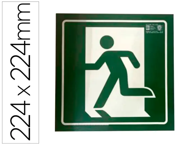 Imagen Pictograma syssa se�al de salida de emergencia izquierda en pvc fotoluminiscente 224x224 mm