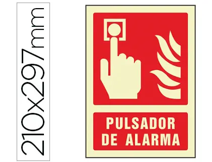 Imagen Pictograma syssa seal de pulsador de alarma en pvc fotoluminiscente 210x297 mm