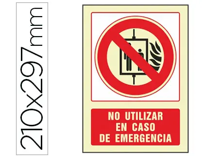 Imagen Pictograma syssa seal de no utilizar en caso de incendio en pvc fotoluminiscente 210x297 mm