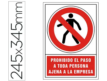 Imagen Pictograma syssa seal de prohibicion prohibido el paso a toda persona ajena a la empresa en pvc 245x345 mm