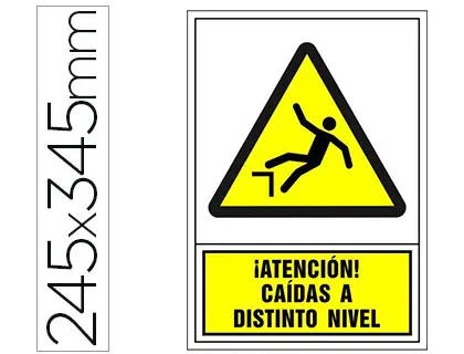Imagen Pictograma syssa se�al de advertencia atencion! caidas a distinto nivel en pvc 245x345 mm