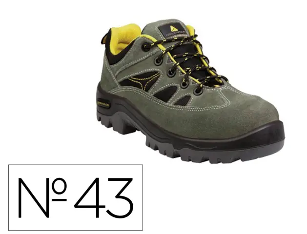 Imagen Zapatos de seguridad deltaplus trek de piel serraje puntera y suela composite gris talla 43