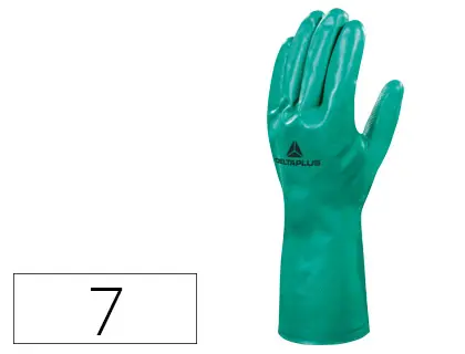 Imagen Guantes deltaplus tratado en nitrilo flocado de algodon especial para trabajos con liquidos quimicos talla 7