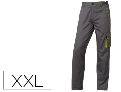 Imagen Pantalon de trabajo deltaplus cintura ajustable 5 bolsillos color gris verde talla xxl