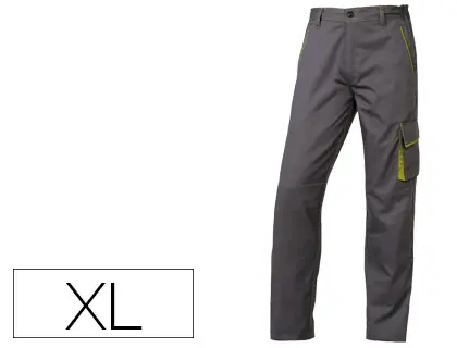 Imagen Pantalon de trabajo deltaplus cintura ajustable 5 bolsillos color gris verde talla xl