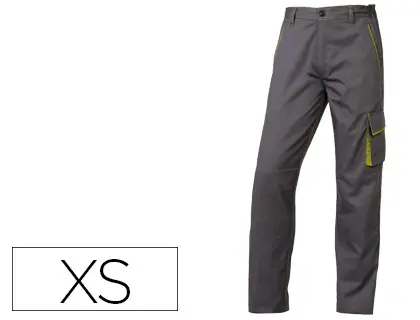 Imagen Pantalon de trabajo deltaplus cintura ajustable 5 bolsillos color gris verde talla xs