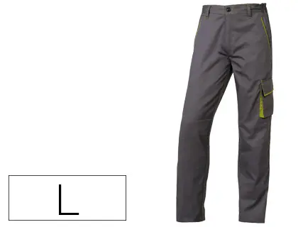 Imagen Pantalon de trabajo deltaplus cintura ajustable 5 bolsillos color gris verde talla l talla l