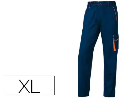 Imagen Pantalon de trabajo deltaplus cintura ajustable 5 bolsillos color azul naranja talla xl naranja talla xl