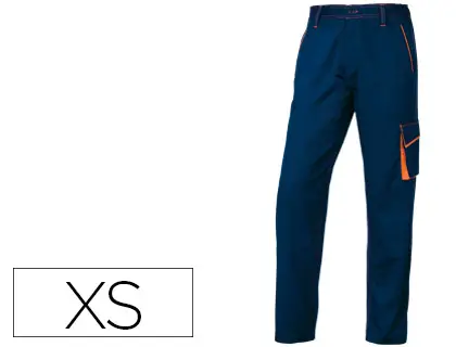 Imagen Pantalon de trabajo deltaplus cintura ajustable 5 bolsillos color azul naranja talla xs