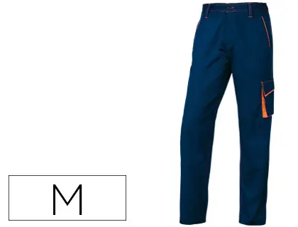 Imagen Pantalon de trabajo deltaplus cintura ajustable 5 bolsillos color azul naranja talla m