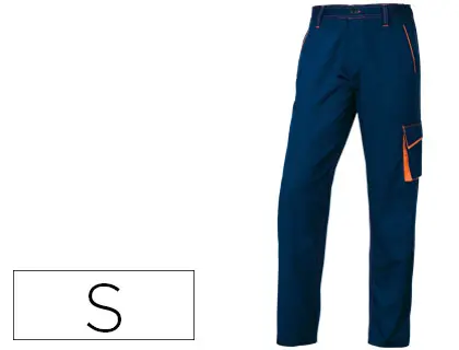 Imagen Pantalon de trabajo deltaplus cintura ajustable 5 bolsillos color azul naranja talla s