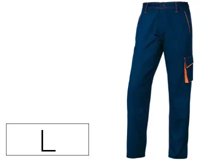 Imagen Pantalon de trabajo deltaplus cintura ajustable 5 bolsillos color azul naranja talla l