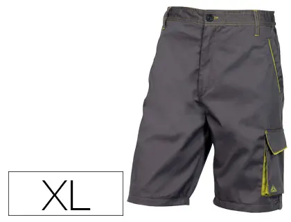 Imagen Pantalon de trabajo deltaplus bermuda cintura ajustable 5 bolsillos color gris verde talla xl