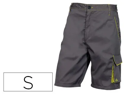 Imagen Pantalon de trabajo deltaplus bermuda cintura ajustable 5 bolsillos color gris verde talla s